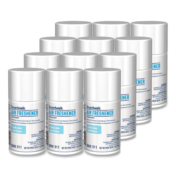 BOARDWALK Metered Air Freshener Refill, Fresh Linen Scent, 7 oz Aerosol Spray, 12/Carton (BWK911) thumbnail 2