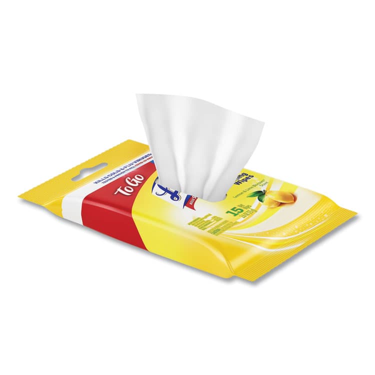 RECKITT BENCKISER Disinfecting Wipes Flatpacks, 1-Ply, 6.69 x 7.87, Lemon and Lime Blossom, White, 15 Wipes/Flat Pack, 24 Flat Packs/Carton (RAC99799CT) thumbnail 3
