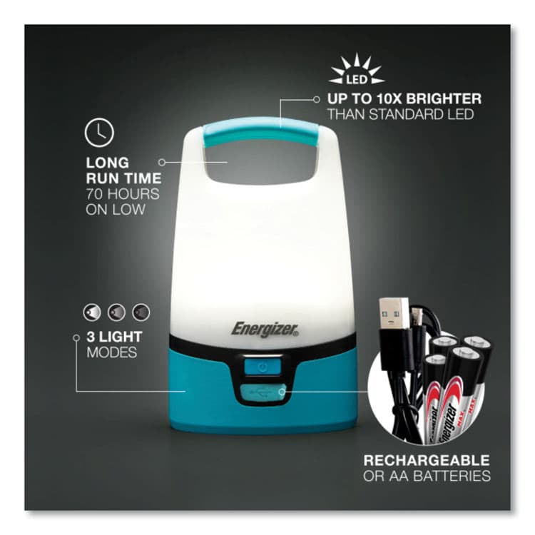 EVEREADY BATTERY Vision Hybrid Lantern, Rechargeable Lithium Ion Battery/4 AA Batteries (Sold Separately), Teal/White (EVEENALUH28) thumbnail 3