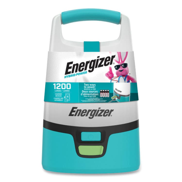 EVEREADY BATTERY Vision Hybrid Lantern, Rechargeable Lithium Ion Battery/4 AA Batteries (Sold Separately), Teal/White (EVEENALUH28)