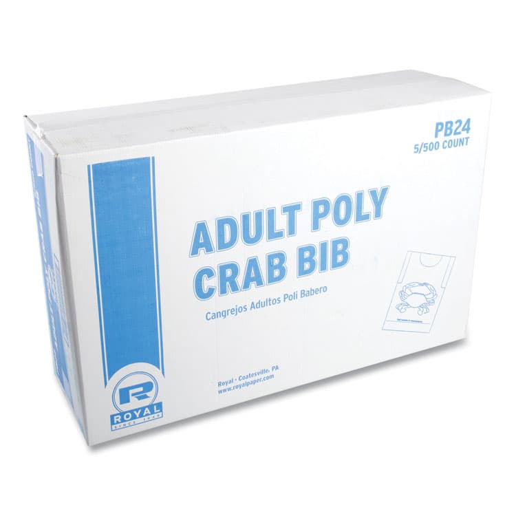 AMERCAREROYAL Heavyweight Poly Aprons, Crab Design, One Size Fits All, White/Red, 500/Box, 5 Boxes/Carton (RPPPB24) thumbnail 4