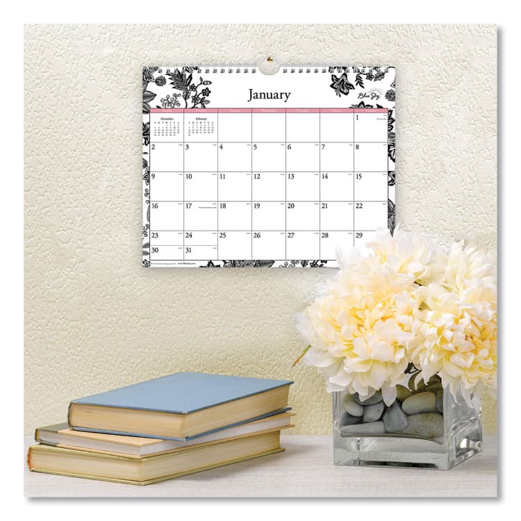 BLUE SKY Analeis Wall Calendar, Floral Artwork, 11 x 8.75, White/Black/Coral Sheets, 12-Month (Jan to Dec): 2026 (BLS100028) thumbnail 3