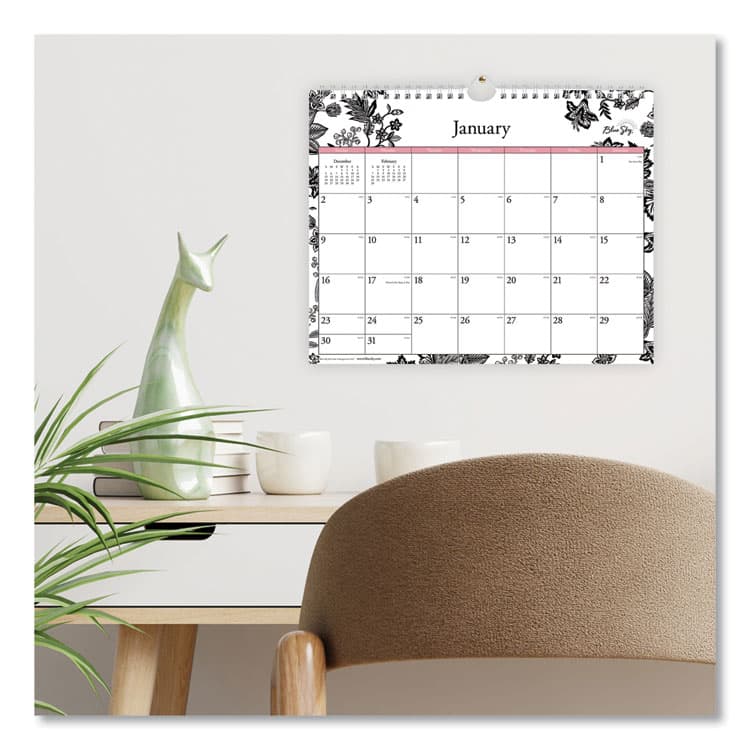 BLUE SKY Analeis Wall Calendar, Floral Artwork, 11 x 8.75, White/Black/Coral Sheets, 12-Month (Jan to Dec): 2026 (BLS100028) thumbnail 4