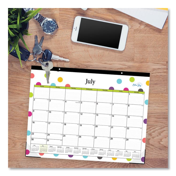 BLUE SKY Teacher Dots Academic Desk Pad, 22 x 17, Black Binding, Clear Corners, 12-Month (July to June): 2025 to 2026 (BLS105496) thumbnail 3