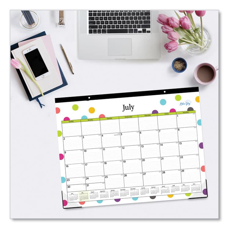 BLUE SKY Teacher Dots Academic Desk Pad, 22 x 17, Black Binding, Clear Corners, 12-Month (July to June): 2025 to 2026 (BLS105496) thumbnail 4
