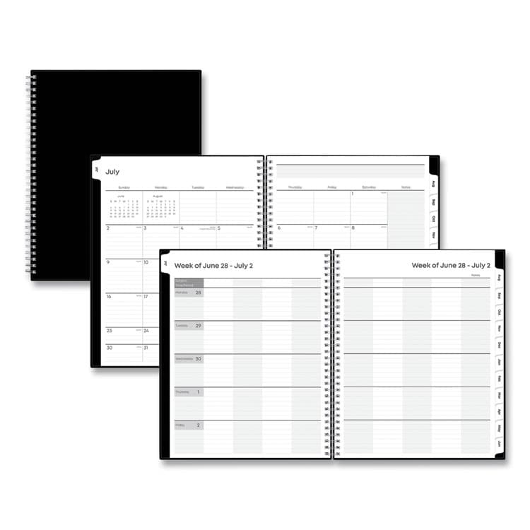 BLUE SKY Teacher's Solid Black Weekly/Monthly Lesson Planner, 9 Classes, 11 x 8.5 Sheets, 12-Month (July to June), 2025 to 2026 (BLS134433)