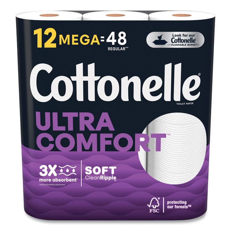 KIMBERLY CLARK Ultra ComfortCare Toilet Paper, Soft Tissue, Septic Safe, 2-Ply, White, 284 Sheets/Roll, 12 Rolls/Pack, 48 Rolls/Carton (KCM55494)