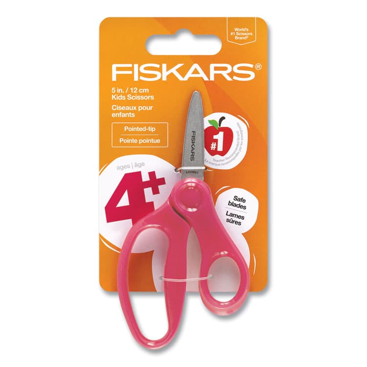 FISKARS MANUFACTURING CORP Kids Scissors, Pointed Tip, 5" Long, 1.75" Cut Length, Straight Handle, Randomly Assorted Handle Color (FSK1067052) thumbnail 4