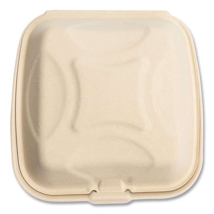 BOARDWALK Bagasse PFAS-Free Food Containers, 9 x 9 x 3.19, Tan, Sugarcane, 100/Sleeve, 2 Sleeves/Carton (BWKHNGE991CNPFA) thumbnail 3