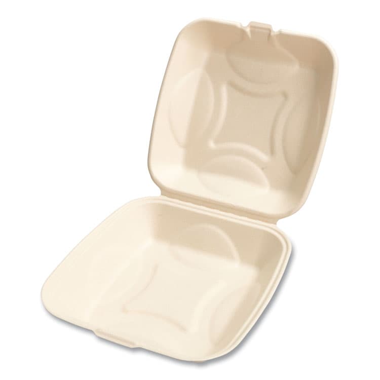 BOARDWALK Bagasse PFAS-Free Food Containers, 9 x 9 x 3.19, Tan, Sugarcane, 100/Sleeve, 2 Sleeves/Carton (BWKHNGE991CNPFA)