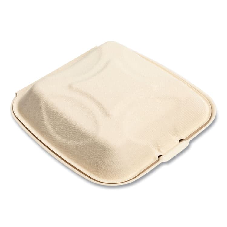 BOARDWALK Bagasse PFAS-Free Food Containers, 9 x 9 x 3.19, Tan, Sugarcane, 100/Sleeve, 2 Sleeves/Carton (BWKHNGE991CNPFA) thumbnail 4