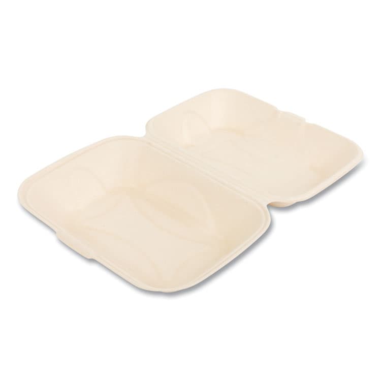BOARDWALK Bagasse PFAS-Free Food Containers, Hoagie/Hinged Lid, 6 x 3 x 9, Tan, Sugarcane, 250/Carton (BWKHINGE96NPFA) thumbnail 2