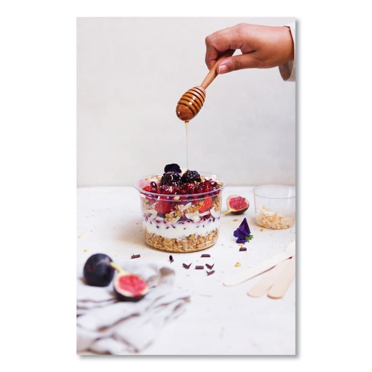 VEGWARE Round Deli Pots, Compostable, 16 oz, 4.6 Diameter x 3" h, Clear, Plastic, 500/Carton (VEGCFDC16) thumbnail 3