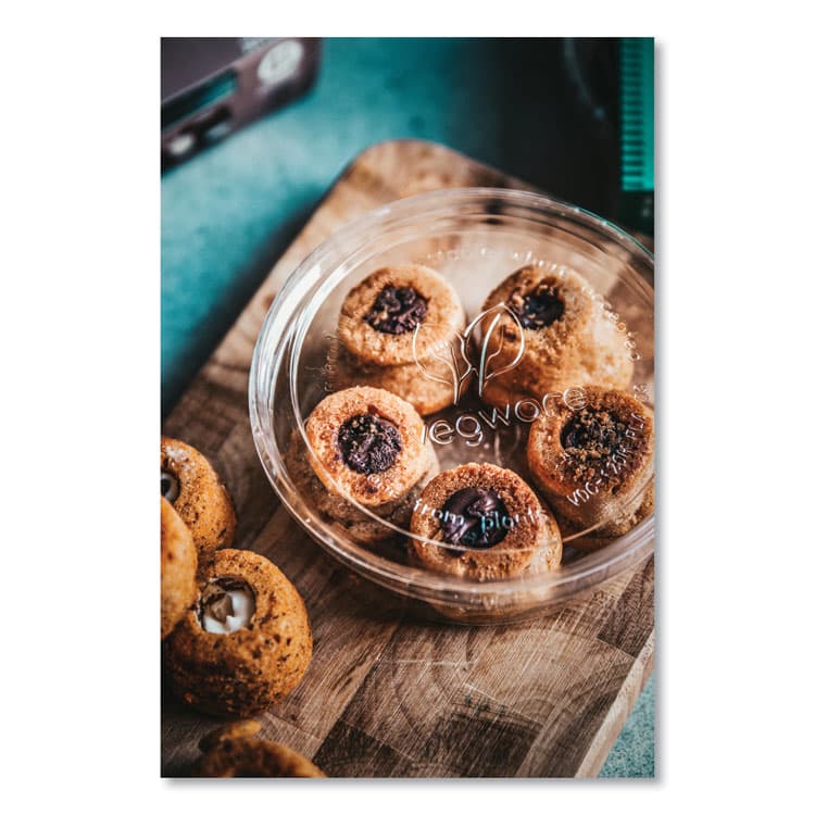 VEGWARE Round Deli Pots, Compostable, 8 oz, 4.6" Diameter x 1.5" h, Clear, Plastic, 500/Carton (VEGCFDC08) thumbnail 2