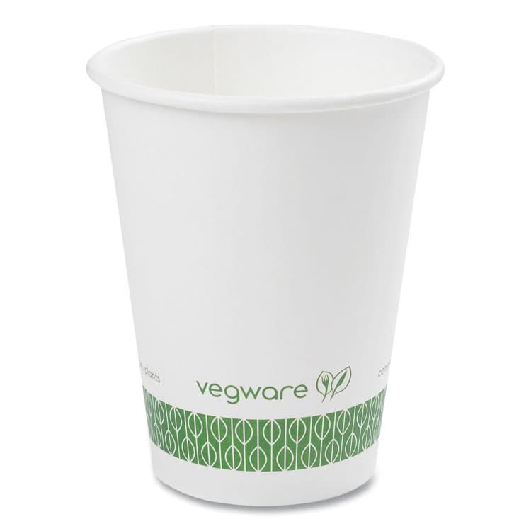 VEGWARE 89-Series Hot Cup, 12 oz, Paper, White/Green, 1,000/Carton (VEGLV12G)