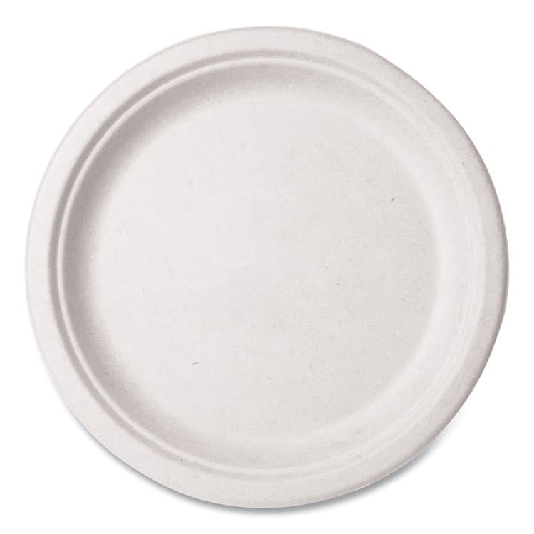 VEGWARE Nourish Molded Fiber Tableware, Compostable, Plate, Sugarcane, 10" dia, White, 500/Carton (VEGVWP005NFA)
