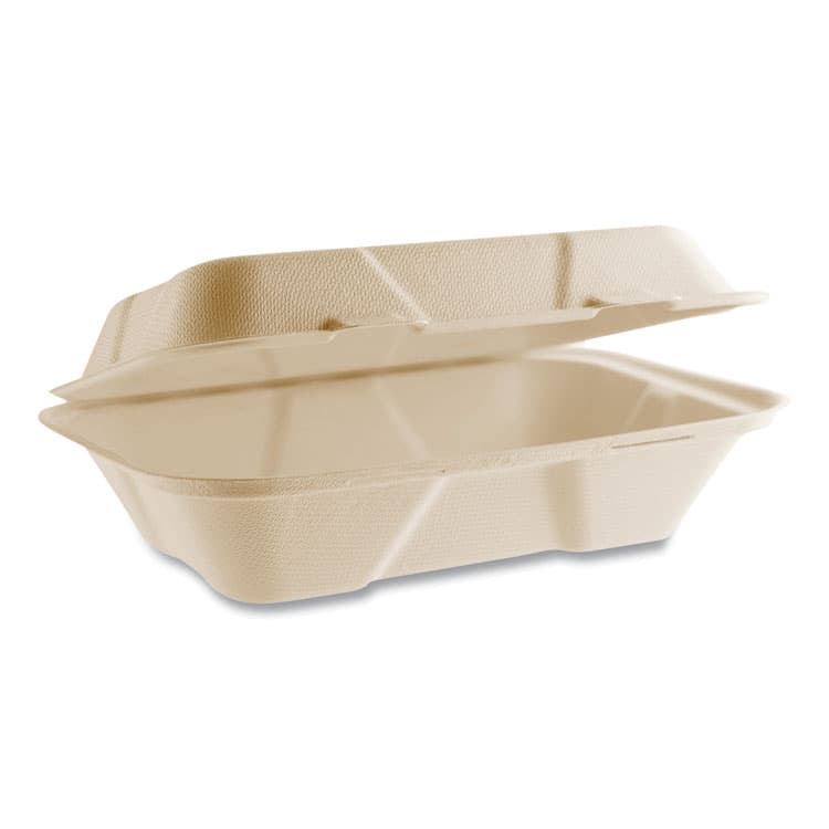 VEGWARE Nourish Molded Fiber Takeout Containers, Compostable, 6.1 x 9 x 2.9, Natural, Sugarcane, 200/Carton (VEGVWHC96NFA)