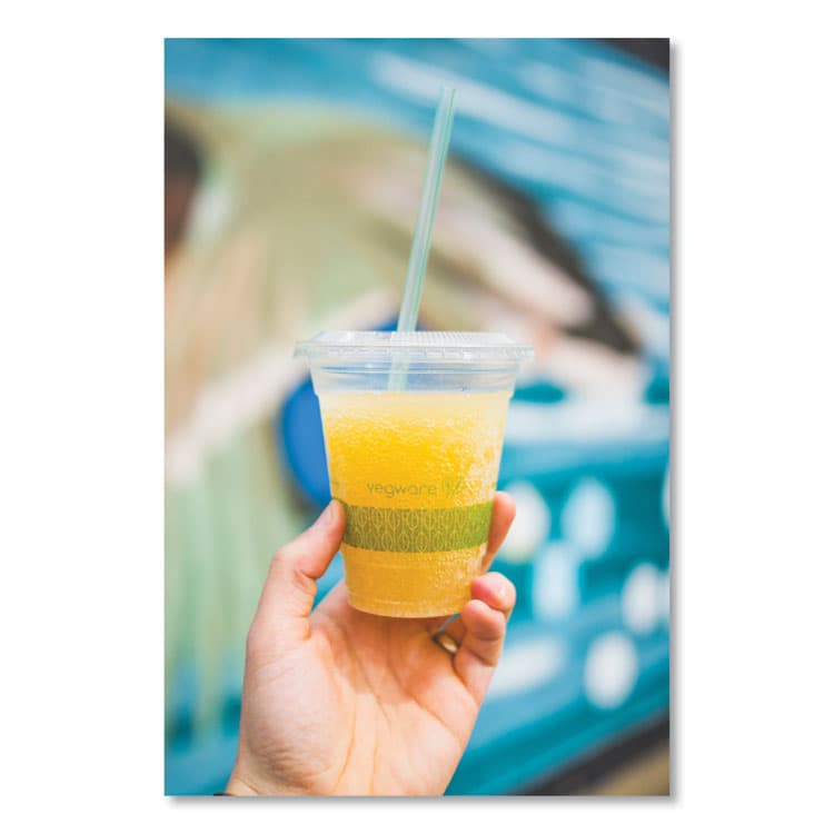 VEGWARE 96-Series Cold Cup, 12 oz, Plastic, Clear/Green, 1,000/Carton (VEGR360YG) thumbnail 3