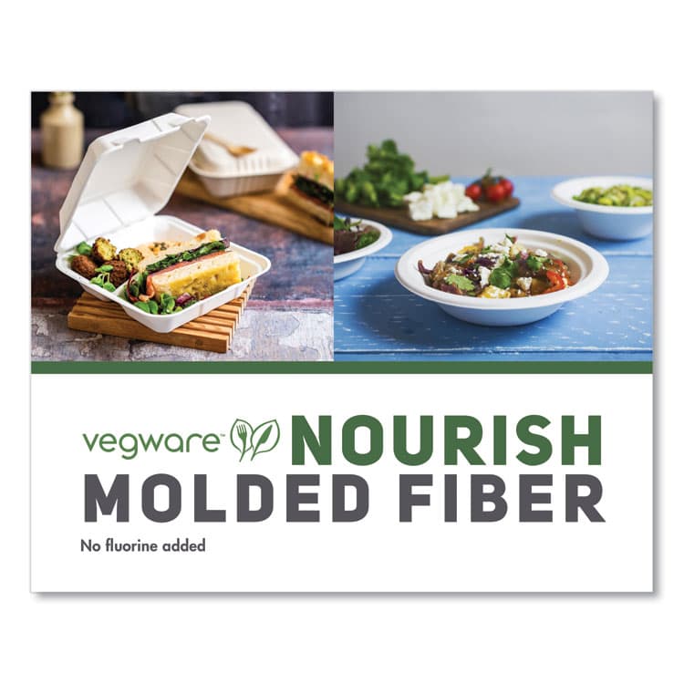 VEGWARE Nourish Molded Fiber Takeout Containers, Compostable, 7.9 x 7.9 x 2.9, White, Sugarcane, 200/Carton (VEGVWHC81NFA) thumbnail 4