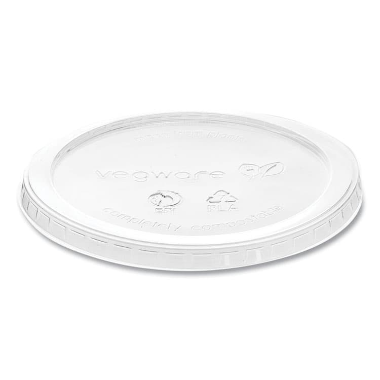 VEGWARE Round Deli Pot Lids, Compostable, For 8 oz to 32 oz Deli Containers, Clear, Plastic, 500/Carton (VEGVDC120H)