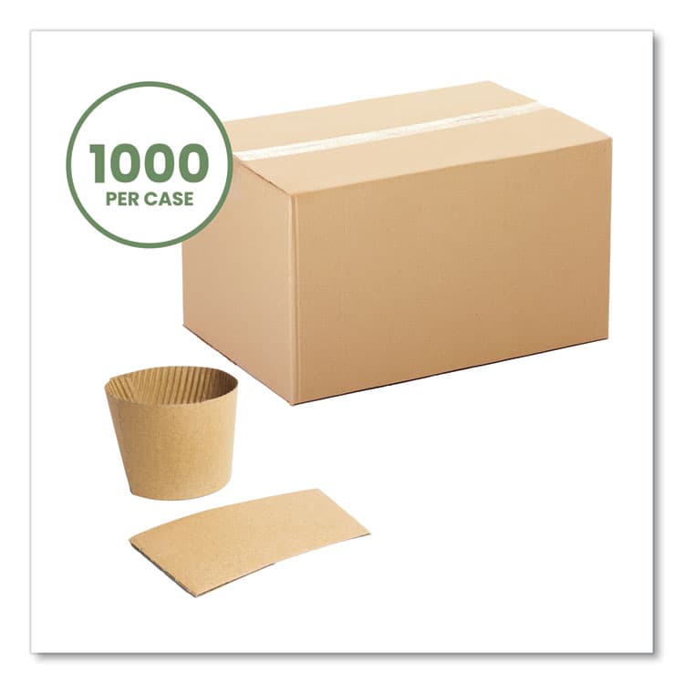 VEGWARE Kraft Hot Cup Sleeves, Compostable, Fits Vegware 89-Series Hot Cups, Kraft, 1,000/Carton (VEGQ2) thumbnail 2