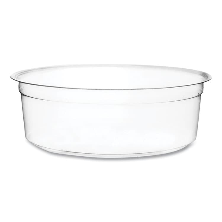 VEGWARE Round Deli Pots, Compostable, 8 oz, 4.6" Diameter x 1.5" h, Clear, Plastic, 500/Carton (VEGCFDC08)