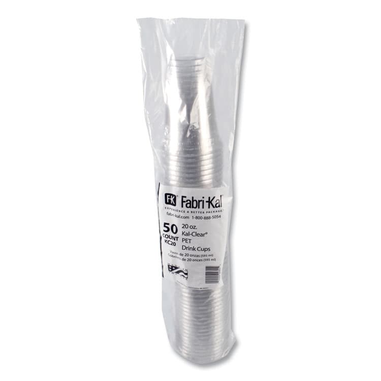 FABRI-KAL Kal-Clear PET Cold Drink Cups, 20 oz, Plastic, Clear, 50/Bag, 20 Bags/Carton (FABKC20) thumbnail 3
