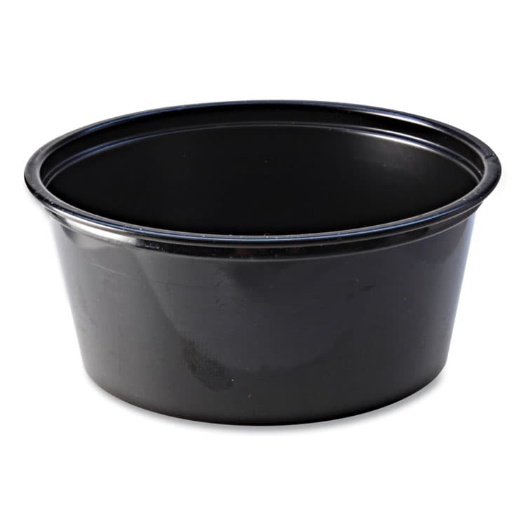FABRI-KAL Portion Cups, 3.25 oz, Plastic, Black, 125/Sleeve, 20 Sleeves/Carton (FABPC325B)