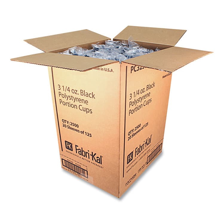 FABRI-KAL Portion Cups, 3.25 oz, Plastic, Black, 125/Sleeve, 20 Sleeves/Carton (FABPC325B) thumbnail 4