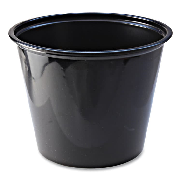 FABRI-KAL Portion Cups, 5.5 oz, Plastic, Black, 125/Sleeve, 20 Sleeves/Carton (FABPC550B)