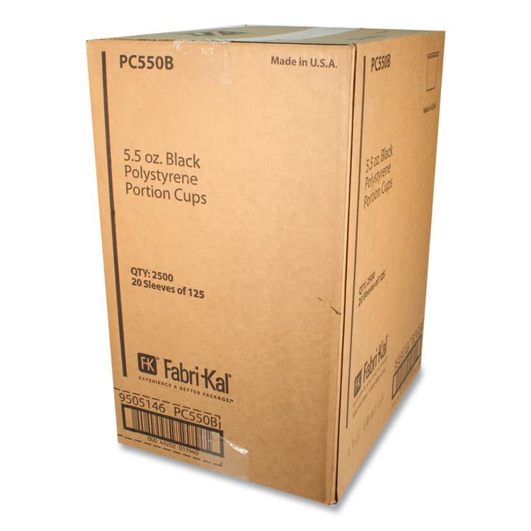 FABRI-KAL Portion Cups, 5.5 oz, Plastic, Black, 125/Sleeve, 20 Sleeves/Carton (FABPC550B) thumbnail 2