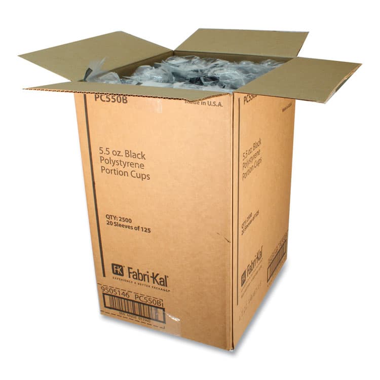 FABRI-KAL Portion Cups, 5.5 oz, Plastic, Black, 125/Sleeve, 20 Sleeves/Carton (FABPC550B) thumbnail 4