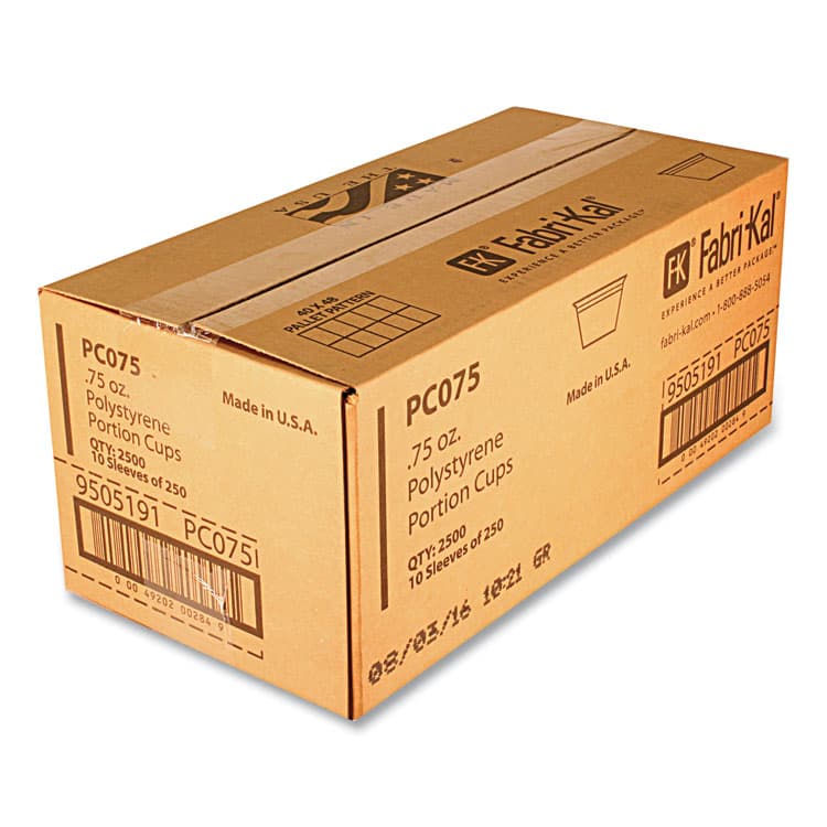FABRI-KAL Portion Cups, 0.75 oz, Plastic, Translucent, 125/Sleeve, 20 Sleeve/Carton (FABPC075) thumbnail 2