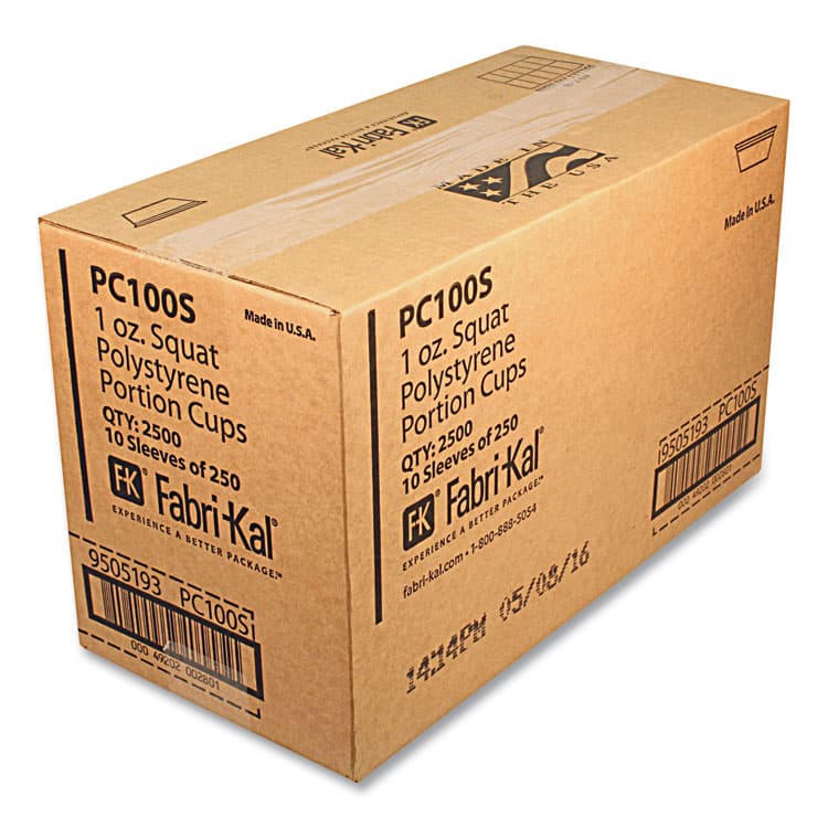 FABRI-KAL Portion Cups, Squat, 1 oz, Plastic, Translucent, 125/Sleeve, 20 Sleeve/Carton (FABPC100S) thumbnail 2