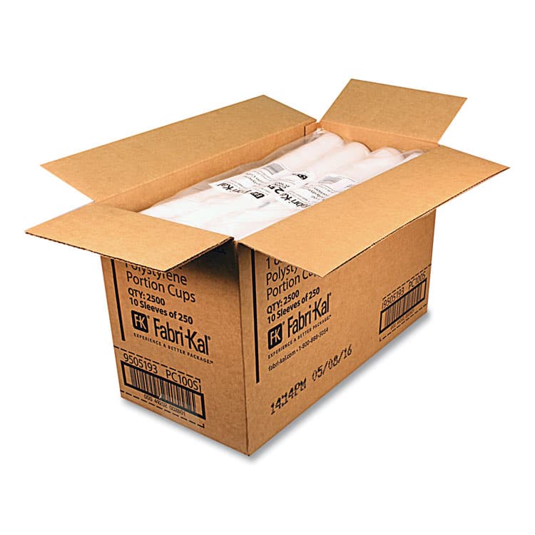 FABRI-KAL Portion Cups, Squat, 1 oz, Plastic, Translucent, 125/Sleeve, 20 Sleeve/Carton (FABPC100S) thumbnail 4