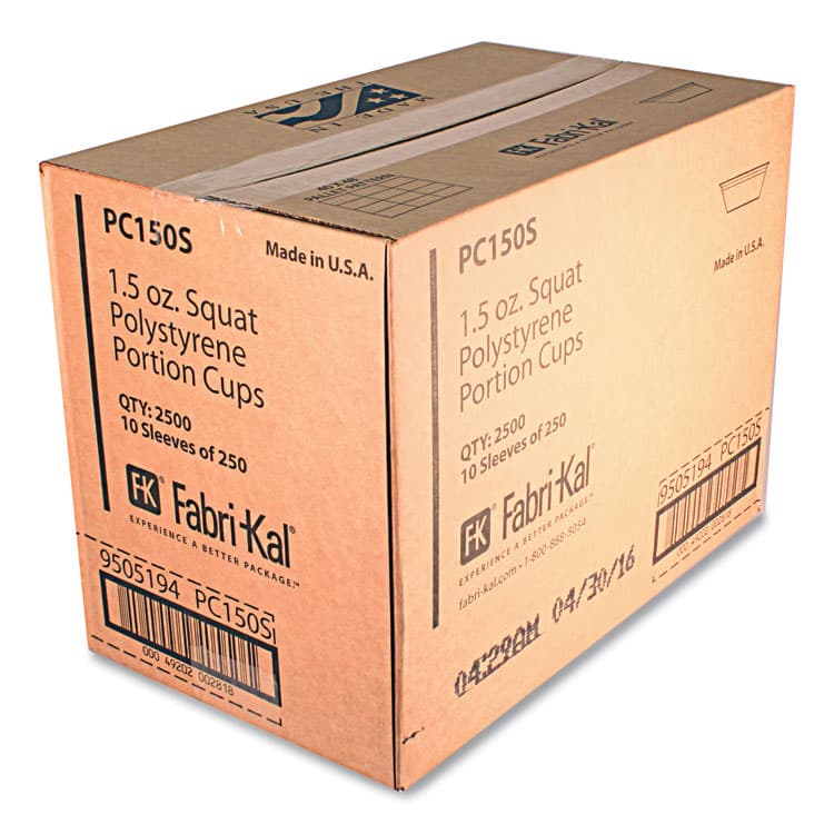 FABRI-KAL Portion Cups, Squat, 1.5 oz, Plastic, Translucent, 125/Sleeve, 20 Sleeve/Carton (FABPC150S) thumbnail 2
