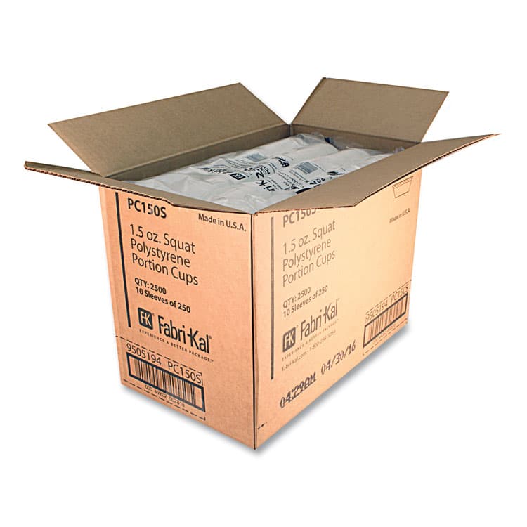 FABRI-KAL Portion Cups, Squat, 1.5 oz, Plastic, Translucent, 125/Sleeve, 20 Sleeve/Carton (FABPC150S) thumbnail 4
