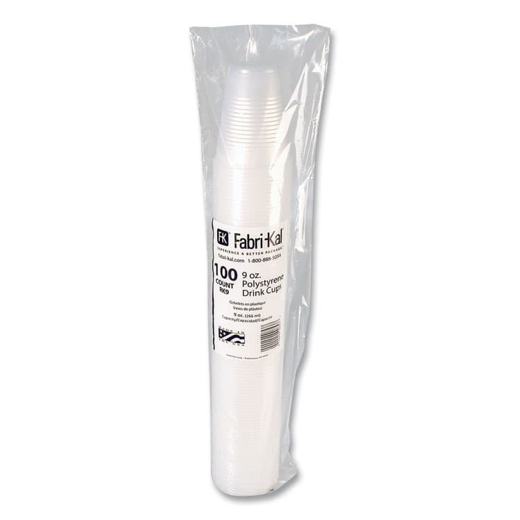 FABRI-KAL RK Ribbed Cold Drink Cups, 9 oz, Plastic, Clear, 100/Sleeve, 25 Sleeves/Carton (FABRK9) thumbnail 3