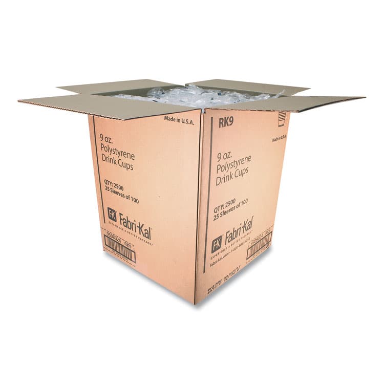 FABRI-KAL RK Ribbed Cold Drink Cups, 9 oz, Plastic, Clear, 100/Sleeve, 25 Sleeves/Carton (FABRK9) thumbnail 4