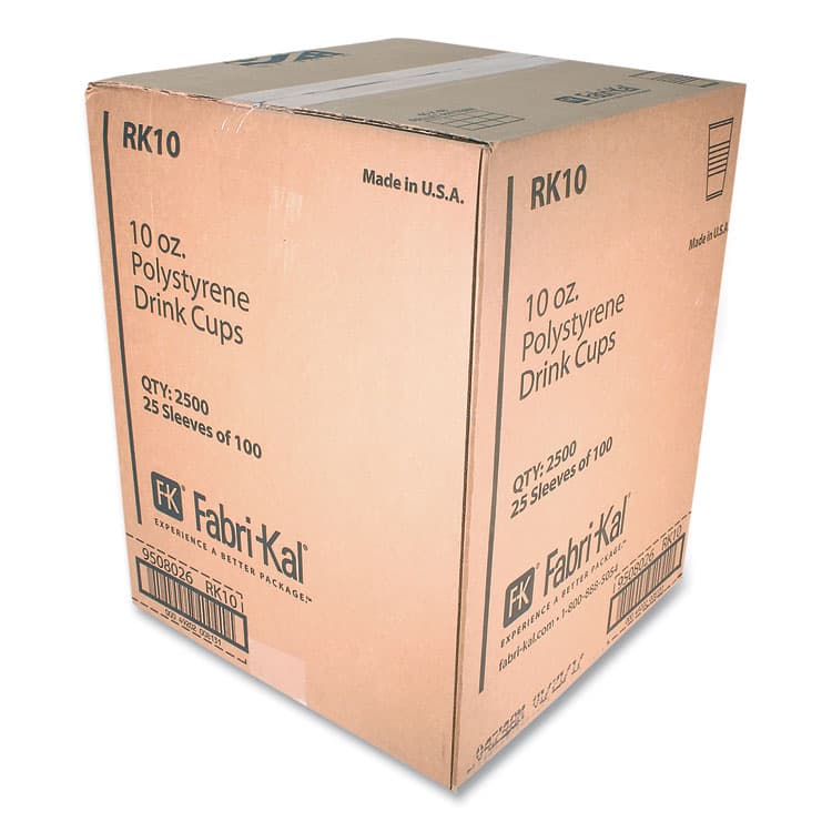 FABRI-KAL RK Ribbed Cold Drink Cups, 10 oz, Plastic, Clear, 100/Sleeve, 25 Sleeves/Carton (FABRK10) thumbnail 2