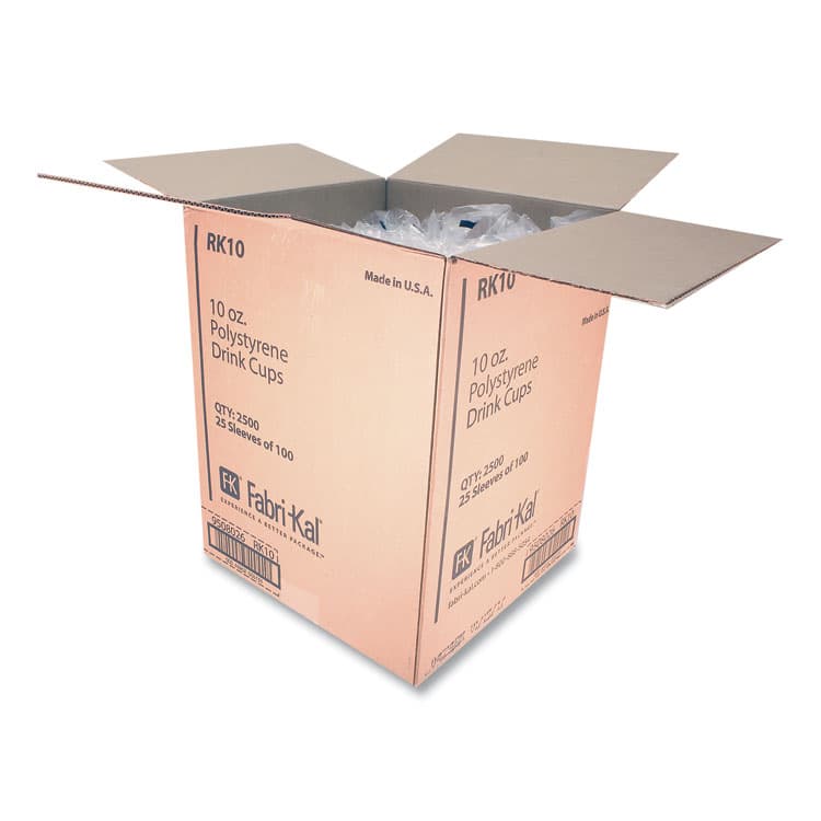 FABRI-KAL RK Ribbed Cold Drink Cups, 10 oz, Plastic, Clear, 100/Sleeve, 25 Sleeves/Carton (FABRK10) thumbnail 4