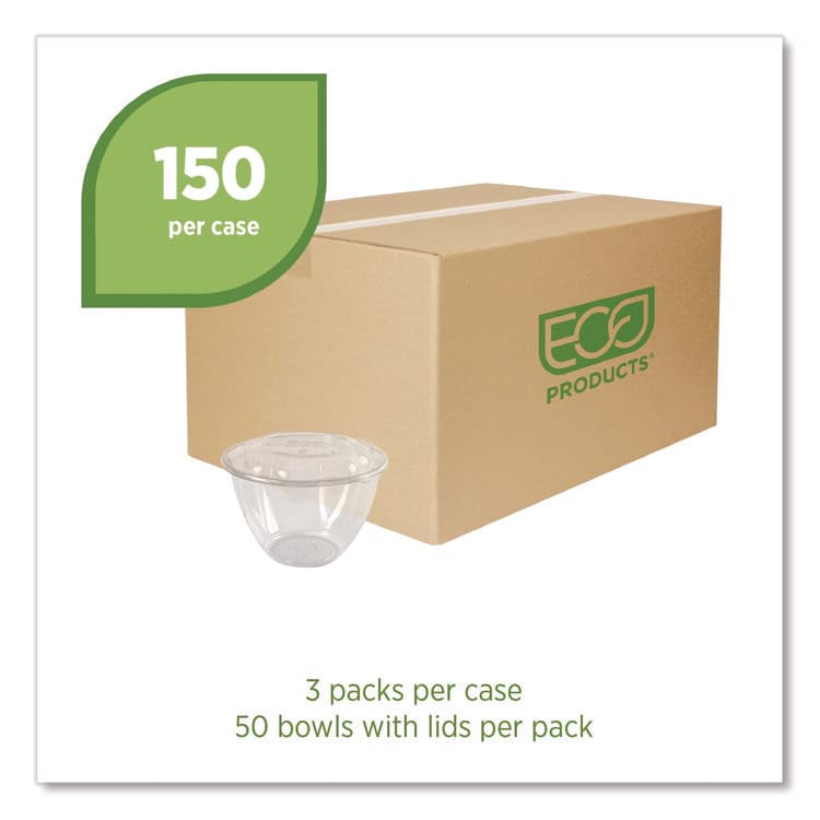 ECO-PRODUCTS,INC. Renewable and Compostable Salad Bowls with Lids, 48 oz, Clear, Plastic, 150/Carton (ECOEPSB48) thumbnail 2