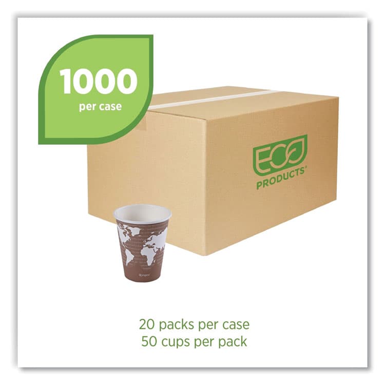 ECO-PRODUCTS,INC. World Art Renewable and Compostable Hot Cups, 8 oz, Paper, Plum, 50/Pack, 20 Packs/Carton (ECOEPBHC8WA) thumbnail 2