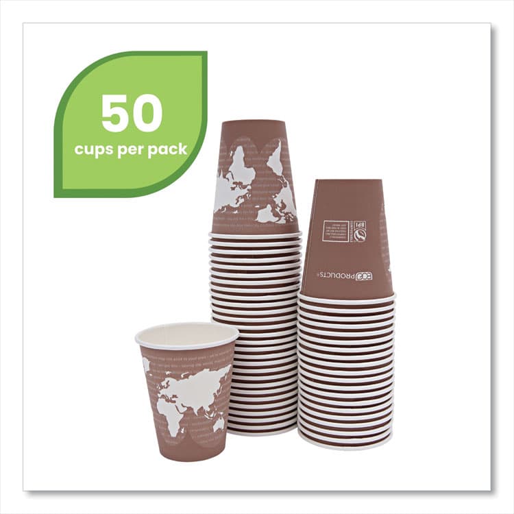 ECO-PRODUCTS,INC. World Art Renewable and Compostable Hot Cups, 8 oz, Paper, Plum, 50/Pack (ECOEPBHC8WAPK) thumbnail 2