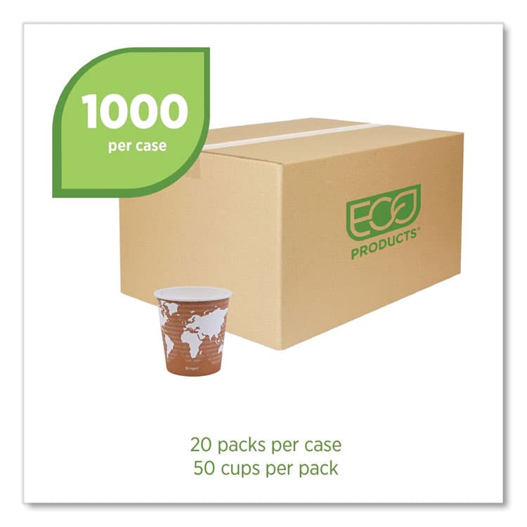 ECO-PRODUCTS,INC. World Art Renewable and Compostable Hot Cups, 10 oz, Paper, Rust, 50/Pack, 20 Packs/Carton (ECOEPBHC10WA) thumbnail 2