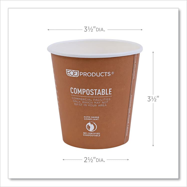 ECO-PRODUCTS,INC. World Art Renewable and Compostable Hot Cups, 10 oz, Paper, Rust, 50/Pack, 20 Packs/Carton (ECOEPBHC10WA) thumbnail 3