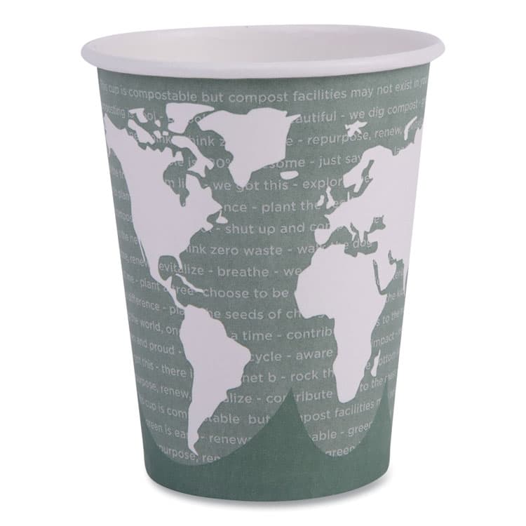 ECO-PRODUCTS,INC. World Art Renewable and Compostable Hot Cups, 12 oz, Paper, Sage, 50/Pack, 20 Packs/Carton (ECOEPBHC12WA)