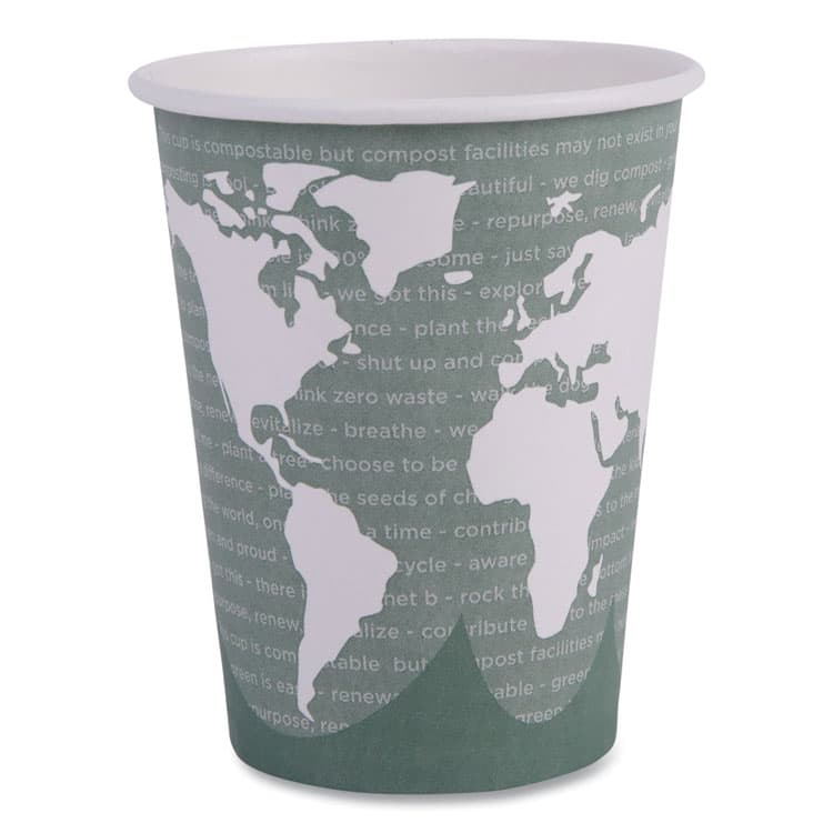 ECO-PRODUCTS,INC. World Art Renewable and Compostable Hot Cups, 12 oz, Paper, Sage, 50/Pack (ECOEPBHC12WAPK)