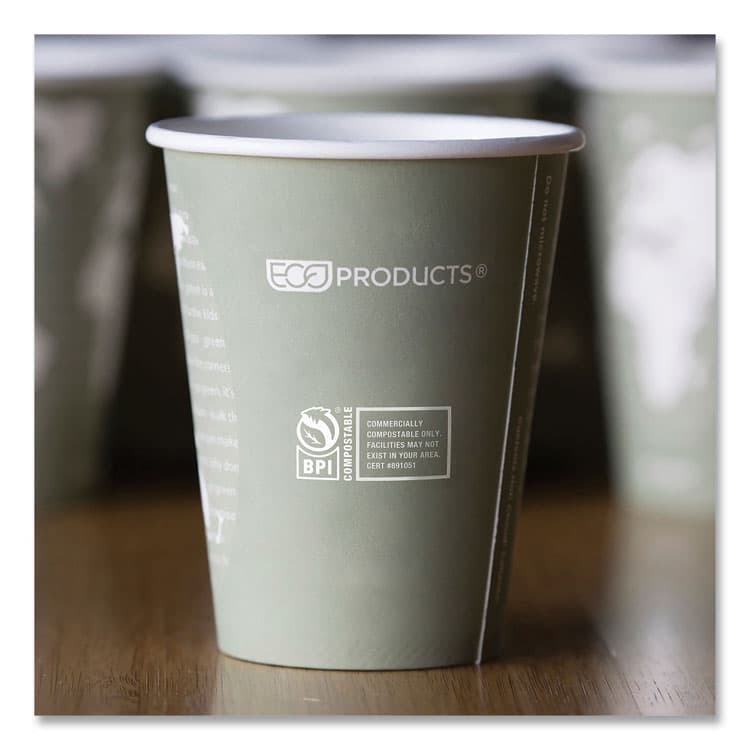 ECO-PRODUCTS,INC. World Art Renewable and Compostable Hot Cups, 12 oz, Paper, Sage, 50/Pack (ECOEPBHC12WAPK) thumbnail 3