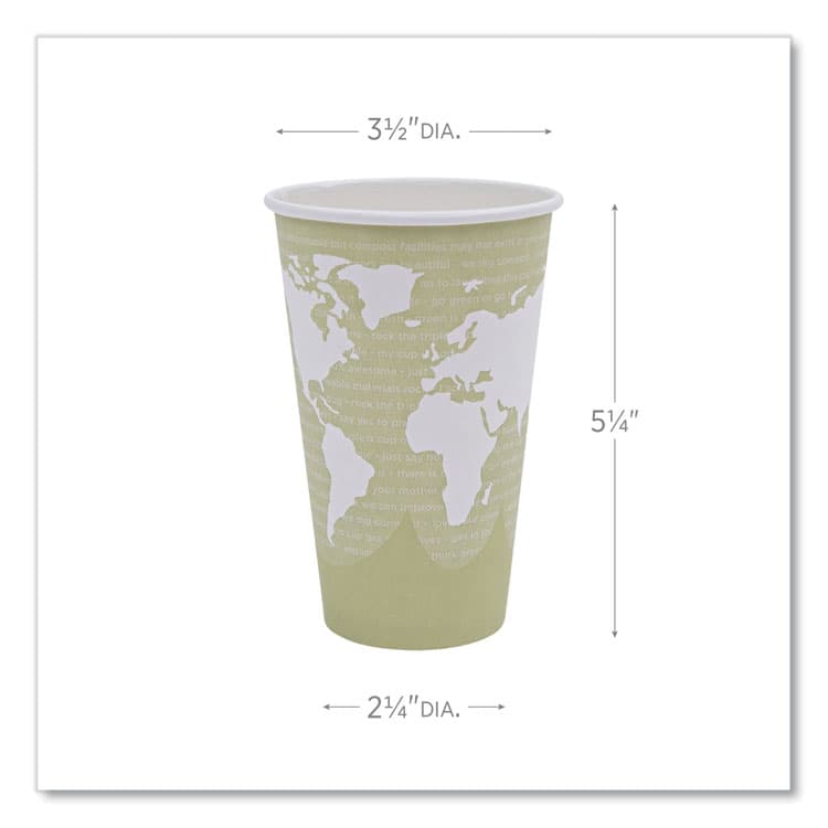 ECO-PRODUCTS,INC. World Art Renewable and Compostable Hot Cups, 16 oz, Paper, Tan, 50/Pack, 20 Packs/Carton (ECOEPBHC16WA) thumbnail 3